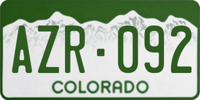 CO license plate AZR092