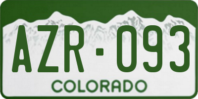 CO license plate AZR093