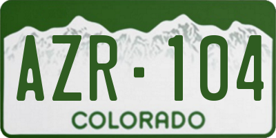 CO license plate AZR104