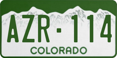 CO license plate AZR114