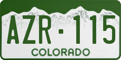 CO license plate AZR115