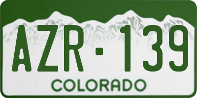 CO license plate AZR139