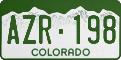 CO license plate AZR198