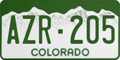 CO license plate AZR205