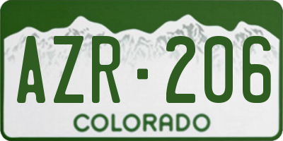 CO license plate AZR206