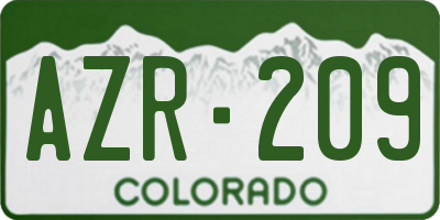 CO license plate AZR209
