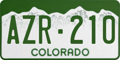 CO license plate AZR210