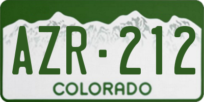 CO license plate AZR212