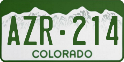 CO license plate AZR214