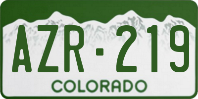 CO license plate AZR219