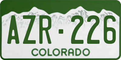 CO license plate AZR226