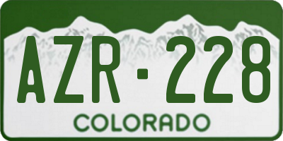 CO license plate AZR228