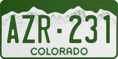 CO license plate AZR231