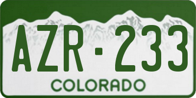 CO license plate AZR233