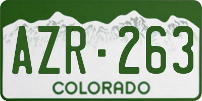 CO license plate AZR263