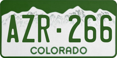 CO license plate AZR266