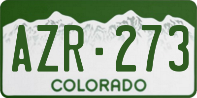 CO license plate AZR273