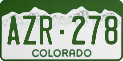 CO license plate AZR278