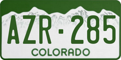 CO license plate AZR285