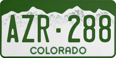 CO license plate AZR288