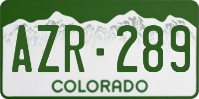 CO license plate AZR289