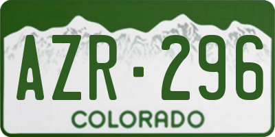 CO license plate AZR296