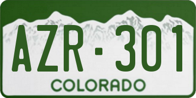 CO license plate AZR301