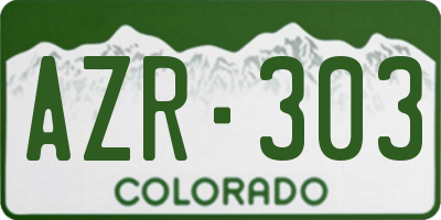 CO license plate AZR303