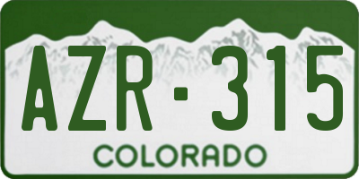 CO license plate AZR315