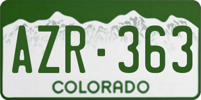 CO license plate AZR363