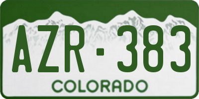CO license plate AZR383