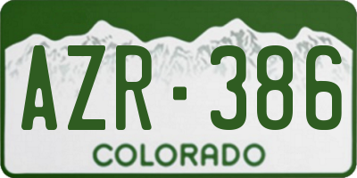 CO license plate AZR386