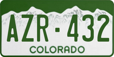 CO license plate AZR432