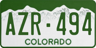 CO license plate AZR494