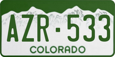 CO license plate AZR533