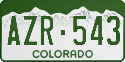 CO license plate AZR543