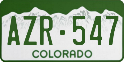 CO license plate AZR547