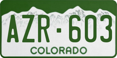 CO license plate AZR603