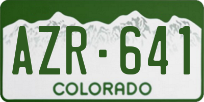 CO license plate AZR641