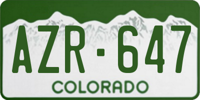 CO license plate AZR647