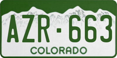 CO license plate AZR663
