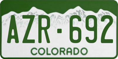 CO license plate AZR692