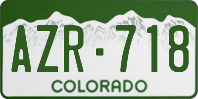 CO license plate AZR718