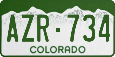 CO license plate AZR734