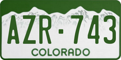 CO license plate AZR743