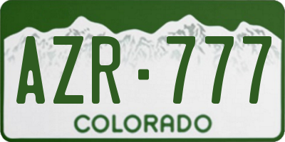 CO license plate AZR777