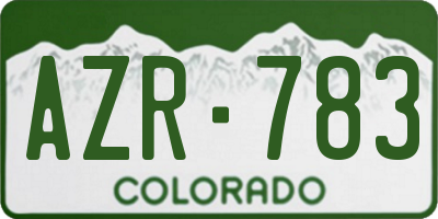 CO license plate AZR783