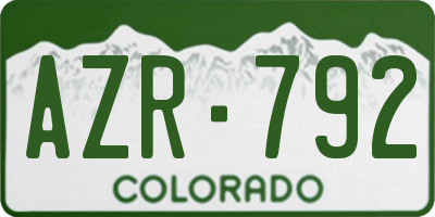 CO license plate AZR792