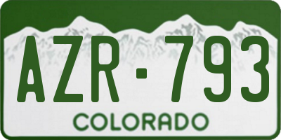 CO license plate AZR793