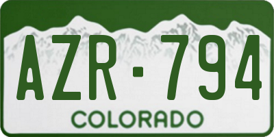 CO license plate AZR794